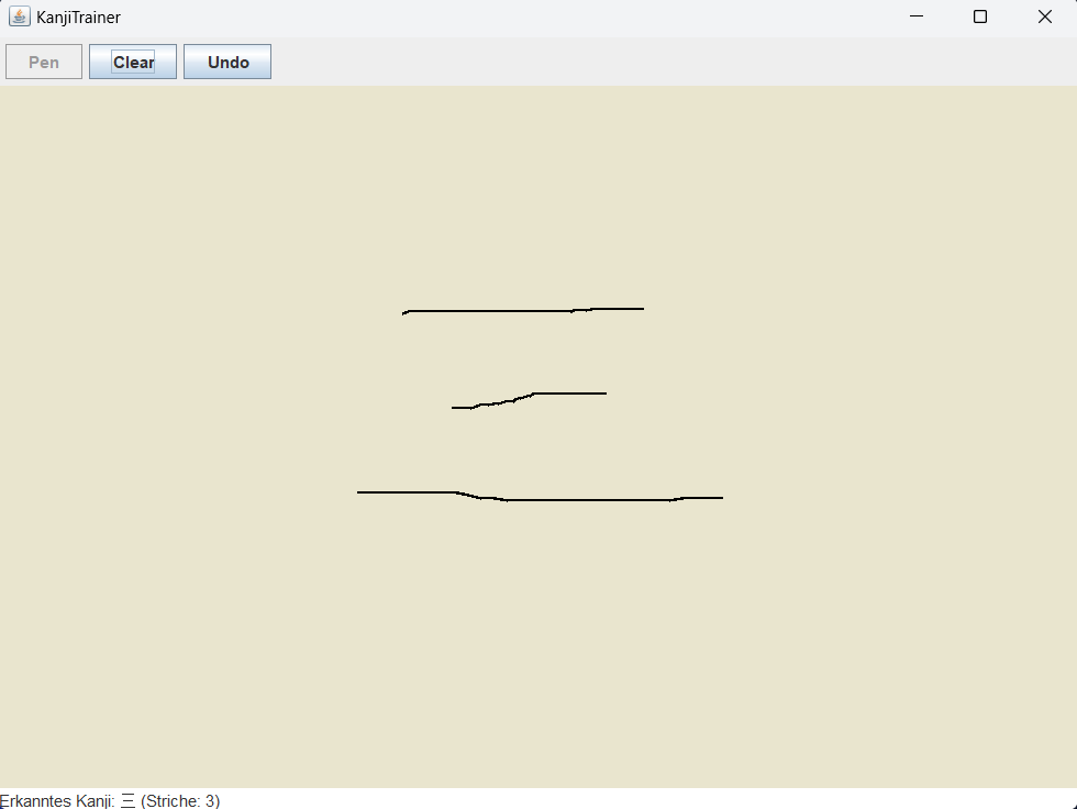 Zeichenfläche mit einem gemalten Kanji
